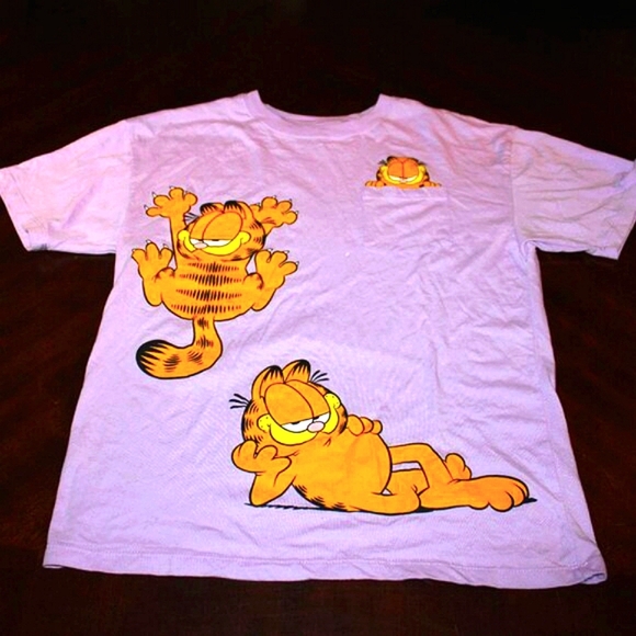 Garfield Nickelodeon Cartoon Tee - Size XS Lavender - Picture 1 of 7